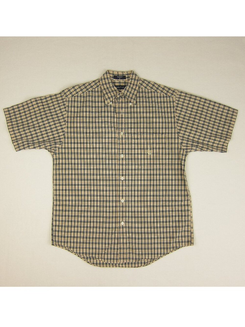 Nautica Men's Plaid Button-Down Shirt Size S Short Sleeve 100% Cotton Poplin